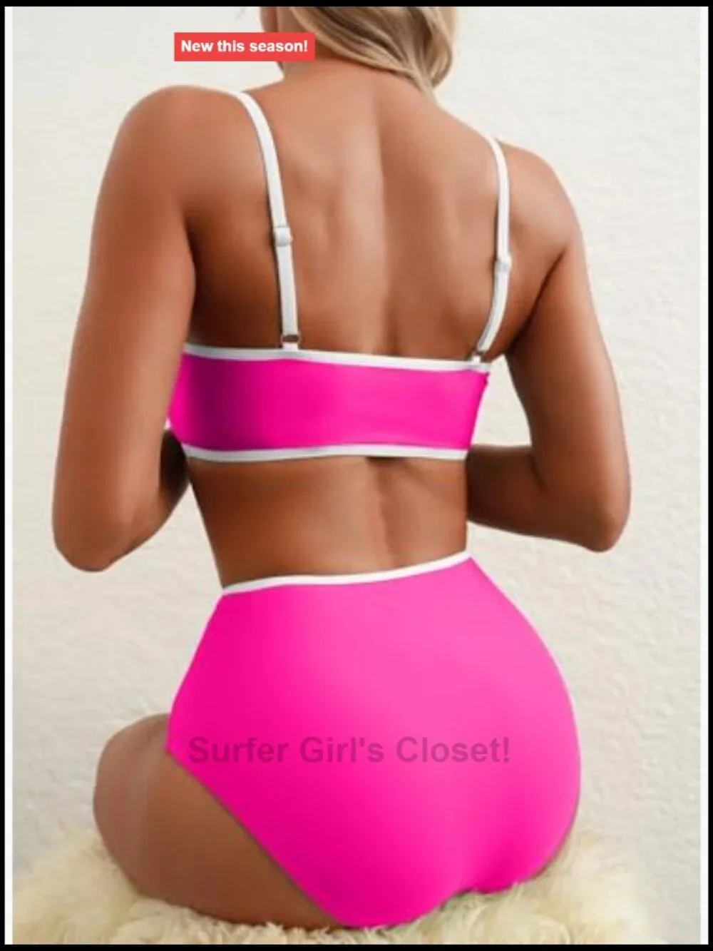 Women's Colorblock Bikini Set Square Neck Adjustable Straps Bathing Suit